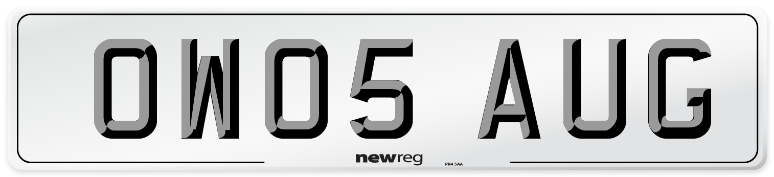OW05 AUG Number Plate from New Reg